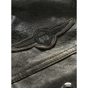 Mens Multi Pocket Front Embroidery Graphics Zipper PU Jacket
