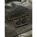 Mens Multi Pocket Front Embroidery Graphics Zipper PU Jacket