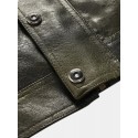 Mens Multi Pocket Front Embroidery Graphics Zipper PU Jacket
