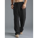 INCERUN Mens Vintage Casual Baggy Solid Color Drawstring Chinese Style Loose Pants