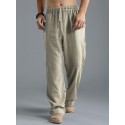 INCERUN Mens Vintage Casual Baggy Solid Color Drawstring Chinese Style Loose Pants