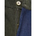 Mens Patchwork Solid Color Corduroy Pocket Casual Pants