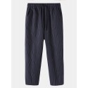Mskufo Designed Mens 100% Cotton Stripe Drawstring Fit Comfy Casual Pants