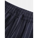 Mskufo Designed Mens 100% Cotton Stripe Drawstring Fit Comfy Casual Pants