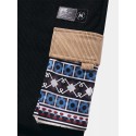 Mens Ethnic Geometric Print Flap Pocket Patchwork Corduroy Loose Pants