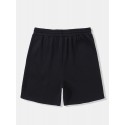 Mens Abstract Face Print Color Block Patchwork Drawstring Waist Shorts
