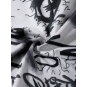 Mens Allover Graffiti Print Drawstring Waist Loose Straight Pants