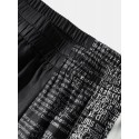 Mens Abstract Face Letter Print Patchwork Elastic Waist Loose Pants