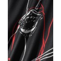Mens Abstract Face Letter Print Patchwork Elastic Waist Loose Pants