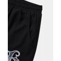 Mens Ethnic Paisley Print Patchwork Embroidered Drawstring Waist Shorts