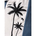 Mens Coconut Tree Embroidered Patchwork Corduroy Hawaiian Vacation Shorts