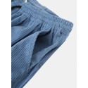Mskufo Design Mens Corduroy Solid Color Multi Pocket Drawstring Elastic Waist Cargo jogger Pants