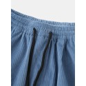 Mskufo Design Mens Corduroy Solid Color Multi Pocket Drawstring Elastic Waist Cargo jogger Pants