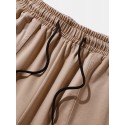 Mens Abstract Figure Letter Print Drawstring Waist Shorts
