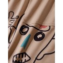 Mens Abstract Figure Letter Print Drawstring Waist Shorts