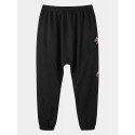 Mens Floral Embroidered Seam Detail Loose Drawstring Waist Sweatpants