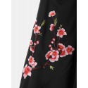 Mens Floral Embroidered Seam Detail Loose Drawstring Waist Sweatpants