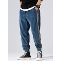 Mskufo Designed Corduroy Mens Side Stripe Pocket Drawstring Beam Feet Casual Pants