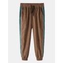 Mskufo Designed Corduroy Mens Side Stripe Pocket Drawstring Beam Feet Casual Pants