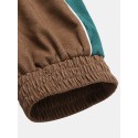 Mskufo Designed Corduroy Mens Side Stripe Pocket Drawstring Beam Feet Casual Pants