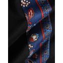 Mens Ethnic Floral Print Patchwork Flap Pocket Drawstring Sweatpants