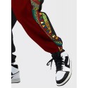 Mens Japanese Geometric Print Patchwork Ethnic Loose Sweatpants