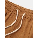 Mskufo Design Mens Corduroy Solid Color Drawstring Mid Waist Elastic Cuff Jogger Pants