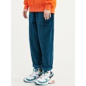 Mskufo Designed Mens Corduroy Solid Color Drawstring Big Pocket Casual Pants