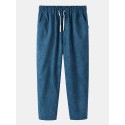 Mskufo Designed Mens Corduroy Solid Color Drawstring Big Pocket Casual Pants