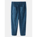 Mskufo Designed Mens Corduroy Solid Color Drawstring Big Pocket Casual Pants