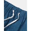 Mskufo Designed Mens Corduroy Solid Color Drawstring Big Pocket Casual Pants