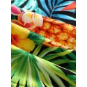 Mens Tropical Pineapple Print Holiday Mid Length Drawstring Shorts