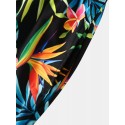 Mens Tropical Pineapple Print Holiday Mid Length Drawstring Shorts