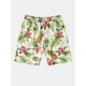 Mens All Over Pineapple Floral Print Holiday Drawstring Short