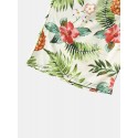 Mens All Over Pineapple Floral Print Holiday Drawstring Short