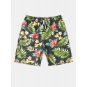 Mens All Over Flower Leaf Print Holiday Drawstring Shorts