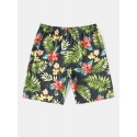 Mens All Over Flower Leaf Print Holiday Drawstring Shorts