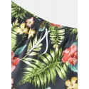 Mens All Over Flower Leaf Print Holiday Drawstring Shorts