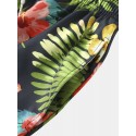 Mens All Over Flower Leaf Print Holiday Drawstring Shorts
