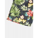 Mens All Over Flower Leaf Print Holiday Drawstring Shorts