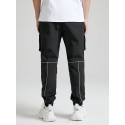 Mens Contrast Piped Design Zip Pocket Street Cuffed Pants