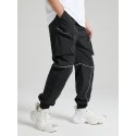 Mens Contrast Piped Design Zip Pocket Street Cuffed Pants