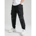 Mens Contrast Piped Design Zip Pocket Street Cuffed Pants