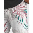 Mens Tropical Leaf Print Drawstring Waist Loose Sweatpants
