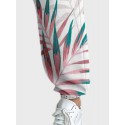 Mens Tropical Leaf Print Drawstring Waist Loose Sweatpants