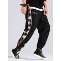 Mens Side Tribal Print Sketches Letter Ankle Length Elastic Waist Pants