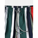 Mens Colorful Stripe Drawstring Pocket Quick Dry Holiday Board Shorts