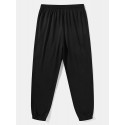 Mens Letter Print Color Block Patchwork Loose Sweatpants
