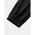 Mens Letter Print Color Block Patchwork Loose Sweatpants