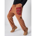 Mens Ethnic Pocket Designed Hem Cuff Ankle Length Pants